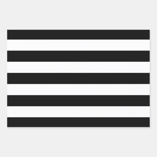 Schwarz-Weiß-Streifen, Streifenmuster, Linien Geschenkpapier Set (Vorderseite)