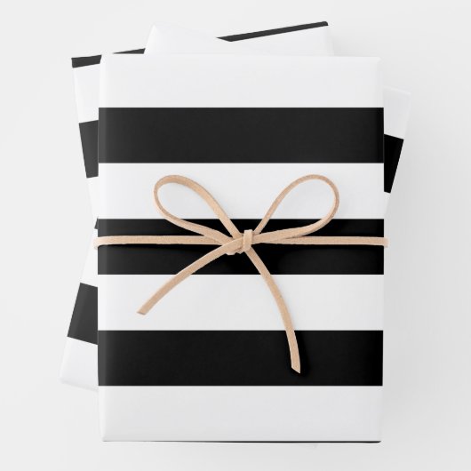 Schwarz-Weiß-Streifen, Streifenmuster, Linien Geschenkpapier Set (Beispiel)