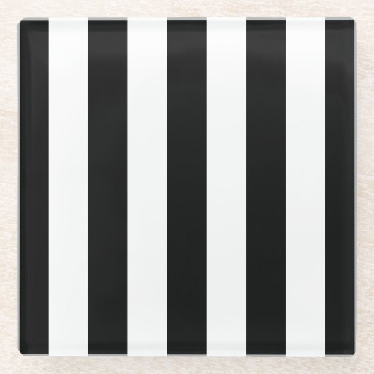 Schwarz-Weiß-Streifen, Streifenmuster, Linien Glasuntersetzer (Vorderseite)