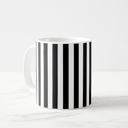 Schwarz-Weiß-Streifen, Streifenmuster, Linien Kaffeetasse (Vorderseite Links)