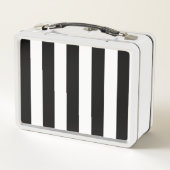 Schwarz-Weiß-Streifen, Streifenmuster, Linien Metall Brotdose (Rückseite)