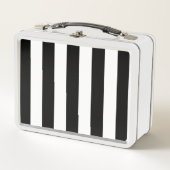 Schwarz-Weiß-Streifen, Streifenmuster, Linien Metall Brotdose (Vorderseite)