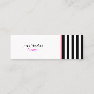 Schwarz-Weiß-Streifen, Streifenmuster, Linien Mini Visitenkarte