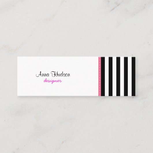 Schwarz-Weiß-Streifen, Streifenmuster, Linien Mini Visitenkarte (Vorderseite)