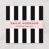 Schwarz-Weiß-Streifen, Streifenmuster, Linien Quadratische Visitenkarte (Vorderseite)