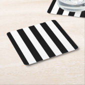 Schwarz-Weiß-Streifen, Streifenmuster, Linien Rechteckiger Pappuntersetzer (angewinkelt)