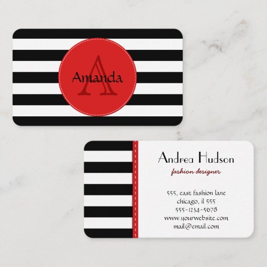 Schwarz-Weiß-Streifen, Streifenmuster, Linien Visitenkarte (Vorne/Hinten)