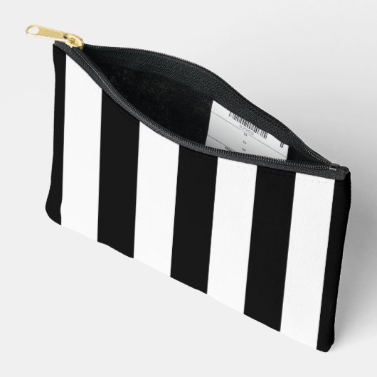 Schwarz-Weiß-Streifen, Streifenmuster, Linien Zubehörtasche (Offen)