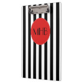 Schwarz-Weiß-Streifen, Streifenmuster, Monogramm Klemmbrett (Links)