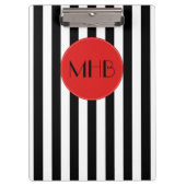 Schwarz-Weiß-Streifen, Streifenmuster, Monogramm Klemmbrett (Vorderseite)