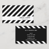 Schwarz-Weiß Streifen Stylist Salon Wellness-Cente Visitenkarte (Vorne/Hinten)