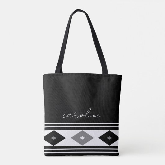 Schwarz-Weiß-Streifen und Diamantformate Tasche (Rückseite)