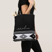 Schwarz-Weiß-Streifen und Diamantformate Tasche (Von Nahem)