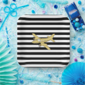 Schwarz-Weiß-Streifen und Flugzeuge Pappteller (Party)