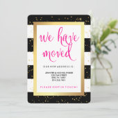Schwarz-Weiß-Streifen und Gold-Adressenänderung Ankündigung (Stehend Vorderseite)