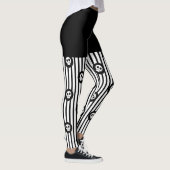 Schwarz-Weiß-Streifen und kleine Schädel Halloween Leggings (Rechts)