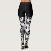 Schwarz-Weiß-Streifen und kleine Schädel Halloween Leggings (Rückseite)