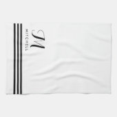 Schwarz-Weiß-Streifen und Monogramm Handtuch (Horizontal)