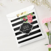 Schwarz-Weiß-Streifen und rosa Blume Geschenktütchen (Versiegelt)