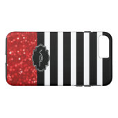 Schwarz-Weiß-Streifen und Roter Glitzer Case-Mate iPhone Hülle (Rückseite (Horizontal))
