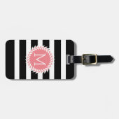 Schwarz-Weiß-Streifen und weißer Kranz Gepäckanhänger (Vorderseite horizontal)