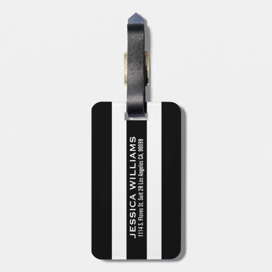 Schwarz-Weiß-Streifen und weißer Kranz Gepäckanhänger (Rückseite vertikal)