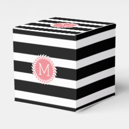 Schwarz-Weiß-Streifen und weißer Kranz Geschenkschachtel