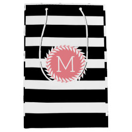 Schwarz-Weiß-Streifen und weißer Kranz Mittlere Geschenktüte