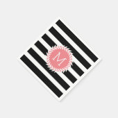 Schwarz-Weiß-Streifen und weißer Kranz Serviette (Ecke)