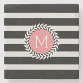 Schwarz-Weiß-Streifen und weißer Kranz Steinuntersetzer (Vorderseite)