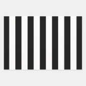 Schwarz-Weiß-Streifen Vertikales Streifenmuster Geschenkpapier Set (Vorderseite 3)