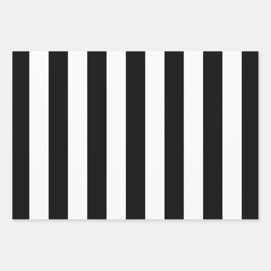 Schwarz-Weiß-Streifen Vertikales Streifenmuster Geschenkpapier Set (Vorderseite 2)