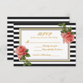 Schwarz-Weiß Streifen Vintag Rosa UAWG RSVP Karte (Vorne/Hinten)