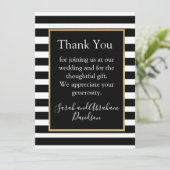 Schwarz-Weiß-Streifen - vorgefüllte Dankeskarten Einladung (Stehend Vorderseite)