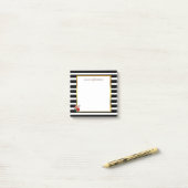 Schwarz-Weiß-Streifen Wassercol-Rose Monogramm-Bez Post-it Klebezettel (Auf Schreibtisch)