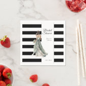 Schwarz-Weiß-Streifen Wasserfarbenes Brautparty Serviette (Beispiel)