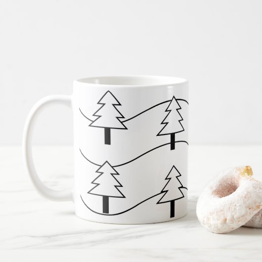 Schwarz-Weiß-Streifen Weihnachtsbaummuster Kaffeetasse (Mit Donut)