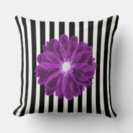 Schwarz-Weiß-Streifen Xray-Blume-Muster Kissen