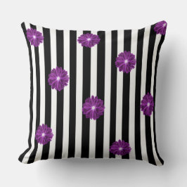 Schwarz-Weiß-Streifen Xray-Blume Wasserfarbe Kissen