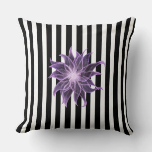 Schwarz-Weiß-Streifen Xray-Blume Wasserfarbe Kissen