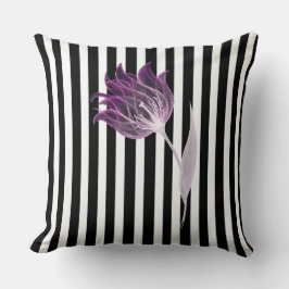 Schwarz-Weiß-Streifen Xray-Blume Wasserfarbe Kissen