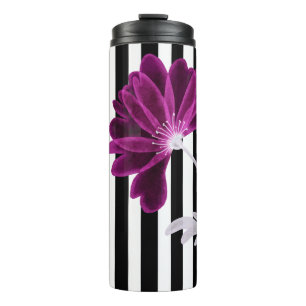 Schwarz-Weiß-Streifen Xray-Blume Wasserfarbe Thermosbecher