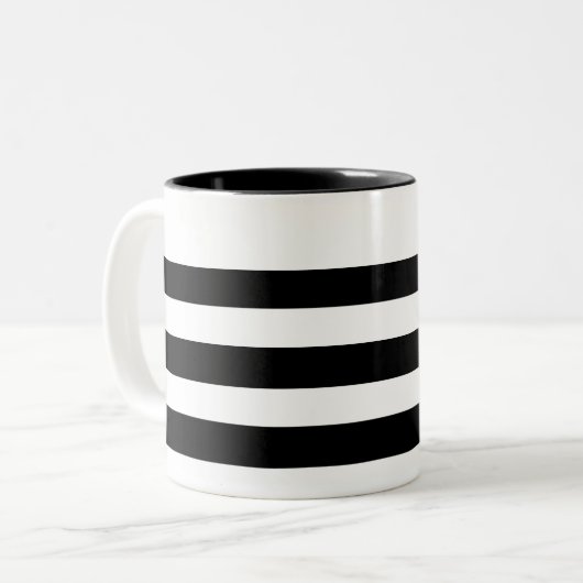 Schwarz-Weiß-Streifen Zweifarbige Tasse (Vorderseite Links)