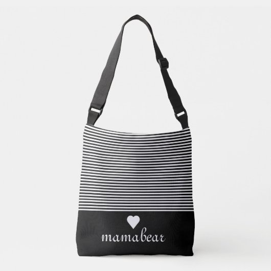 Schwarz-Weiß-Streifenkörper Tragetaschen Mit Langen Trägern (Vorderseite)