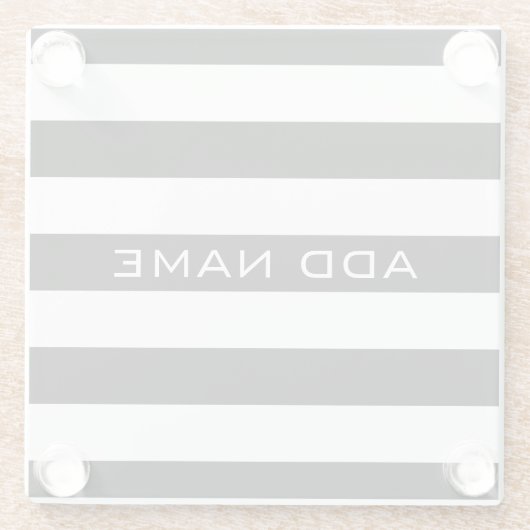 Schwarz-Weiß-Streifenmuster mit Namen Glasuntersetzer (Rückseite)