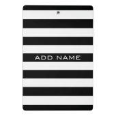 Schwarz-Weiß-Streifenmuster mit Namen Mini Klemmbrett (Rückseite)
