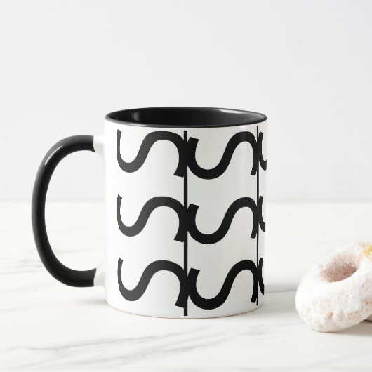 Schwarz-Weiß-Streifenmuster Tasse (Mit Donut)
