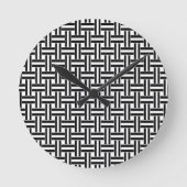 Schwarz-Weiß-Streifensperre Runde Wanduhr (Vorderseite)