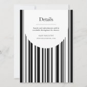 Schwarz-Weiß-Strichcodestreifen-Dusche in einfarbi Einladung (Rückseite)
