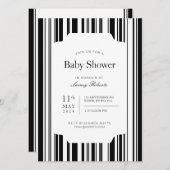 Schwarz-Weiß-Strichcodestreifen-Dusche in einfarbi Einladung (Vorne/Hinten)
